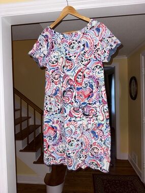 Talbots Multicolor Paisley Mini Dress - Red, Pink, Blue, Cream